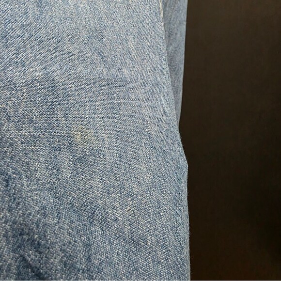 Vintage Cotton Denim Maxi Button Up Maxi dress Sz L Chambray V Neck Short Sleeve - Picture 6 of 13